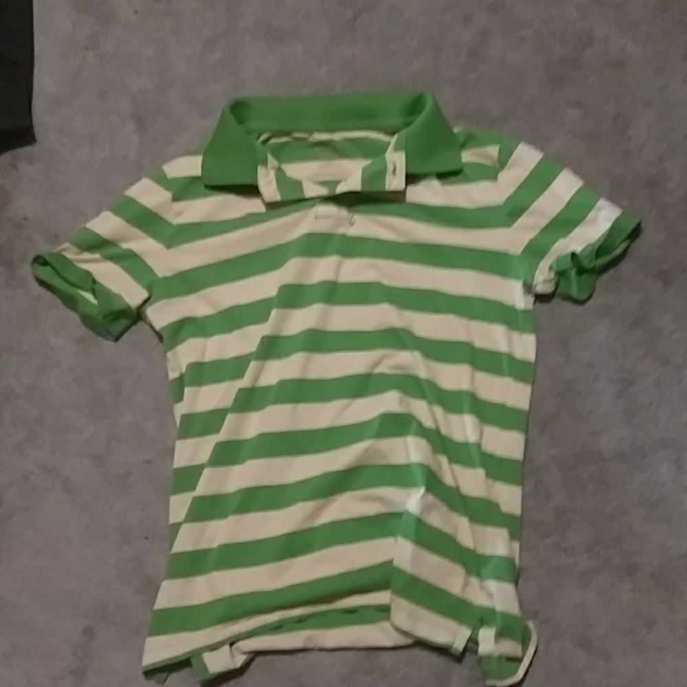 2 button green white mossimo polo style shirt